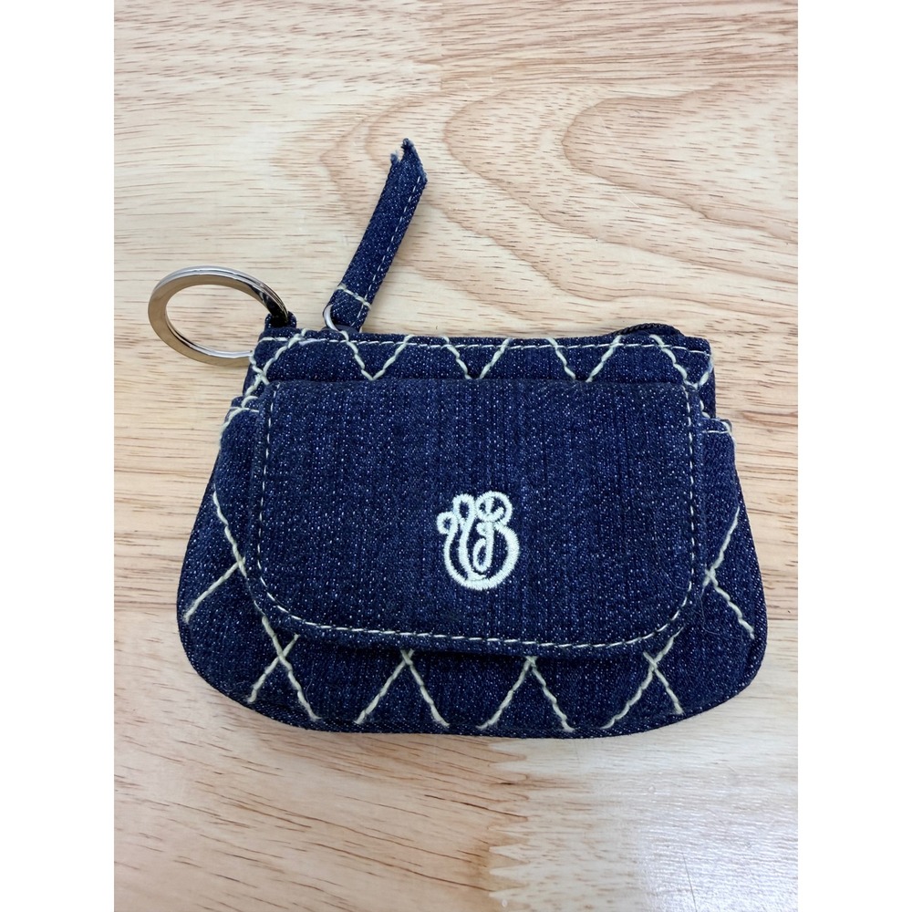 Vera Bradley Denim Coin Purse Keychain Small Pouch Wallet Blue White
#64